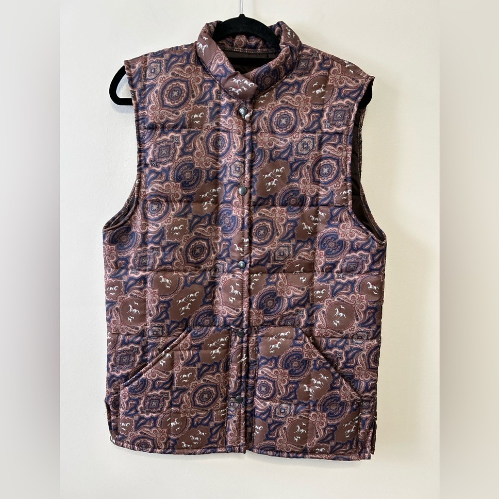 Oxford Blue Outdoor Wear Vest Women’s Size Small Oversized Paisley Equestrian